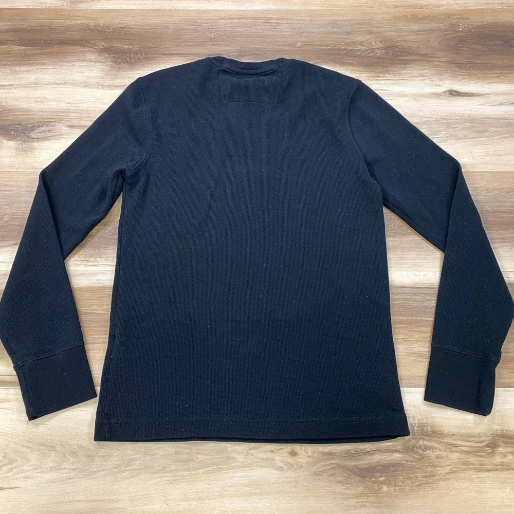 Banana Republic Thermal Shirt Mens Small Minimalist Waffle Knit Cotton black
